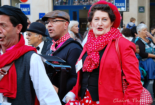 Paris wine parade singing