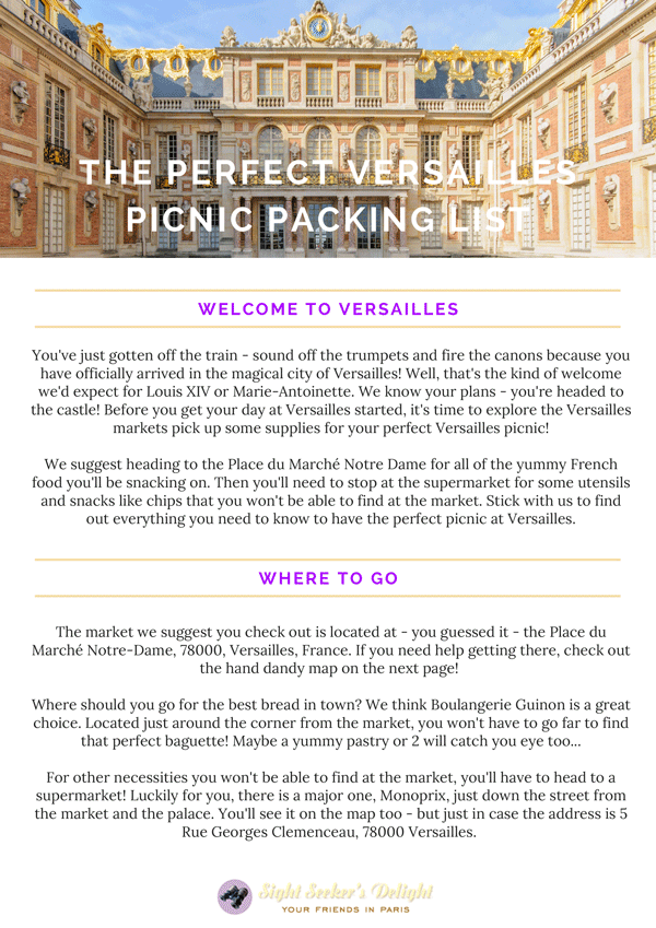 Checklist: Perfect Versailles Picnic