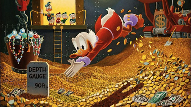 Scrooge Disney money dive